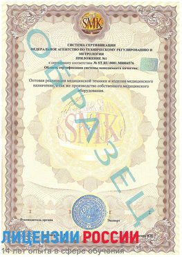 Образец сертификата соответствия (приложение) Киржач Сертификат ISO 13485
